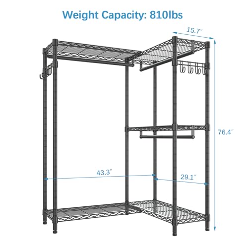 VIPEK L Shaped Freestanding Wardrobe Closet Rack - Image 5