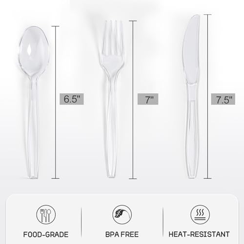 VITEVER Heavy Duty Clear Plastic Silverware Set - Image 2