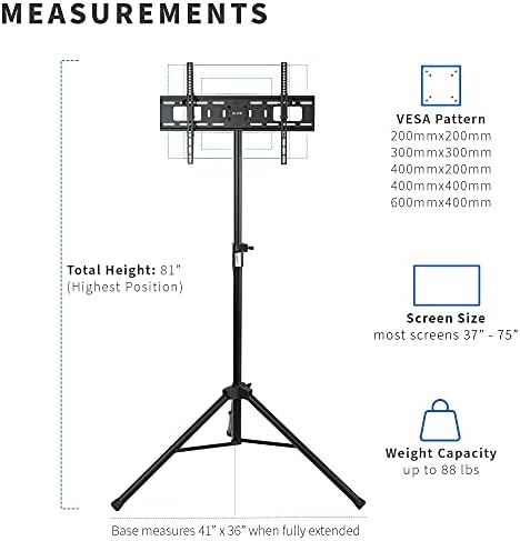 VIVO Black Tripod TV Floor Stand - Image 4