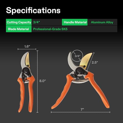 VIVOSUN 8" Bypass Pruning Shears, Ultra Sharp - Image 5