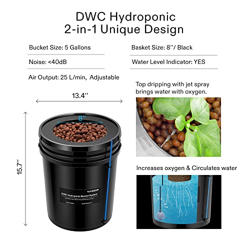 VIVOSUN DWC Hydroponics Grow System, 5-Gallon - Image 2