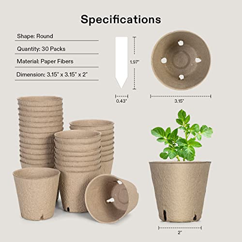 VIVOSUN Peat Pots, 30 Packs Seed Starting Pots - Image 2