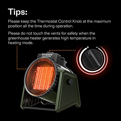 VIVOSUN Portable Greenhouse Heater, 1500W/750W, 3 Modes - Image 4