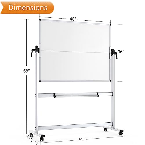 VIZ-PRO Double-Sided Mobile Whiteboard, 48 x 36 Inches - Image 3
