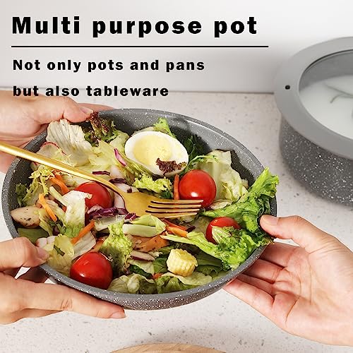 vkoocy Gray Non Stick Pot And Pan Set - Image 4