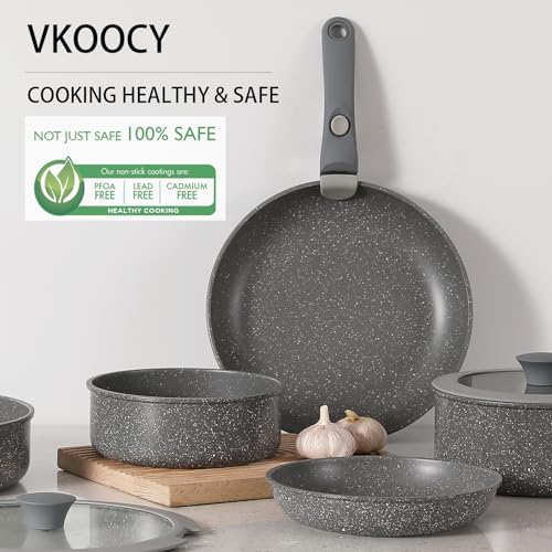 vkoocy Gray Non Stick Pot And Pan Set - Image 2