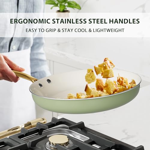 VONIKI Ceramic Non Stick Cookware Set With Utensils - Image 5