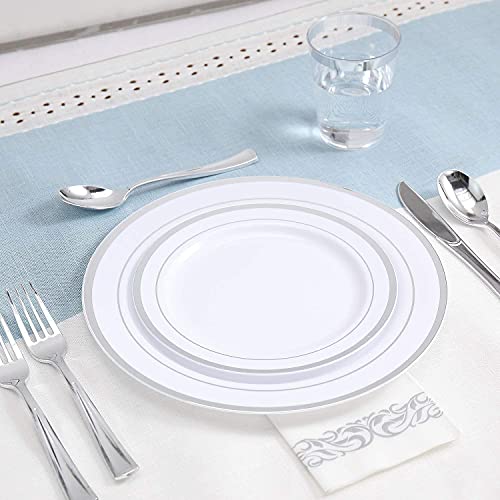 Vplus Silver Plastic Silverware Set, 320 Pieces - Image 3