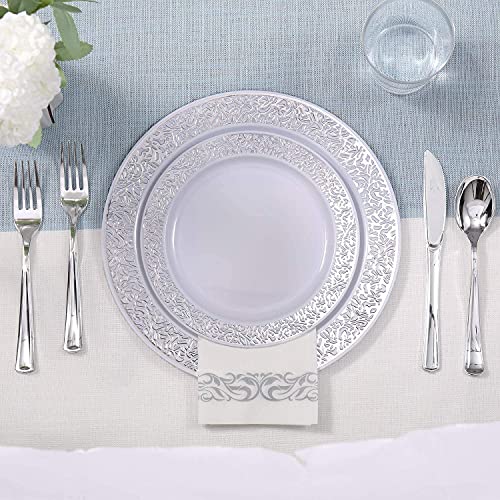Vplus Silver Plastic Silverware Set, 320 Pieces - Image 5