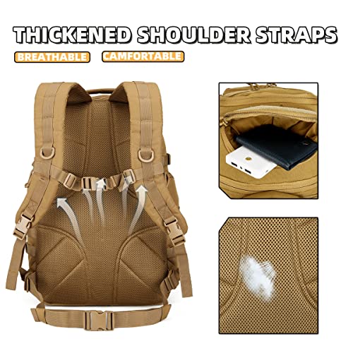 W WINTMING 45L Tactical Military Backpack Khaki - Image 3