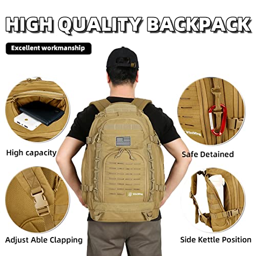 W WINTMING 45L Tactical Military Backpack Khaki - Image 5