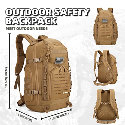 W WINTMING 45L Tactical Military Backpack Khaki - Image 2