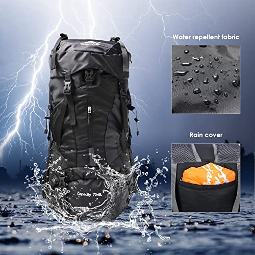 W WINTMING 75L Hiking Backpack Waterproof With Rain Cover - Image 3
