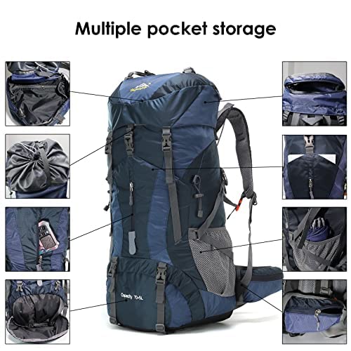 W WINTMING 75L Hiking Backpack Waterproof With Rain Cover - Image 5