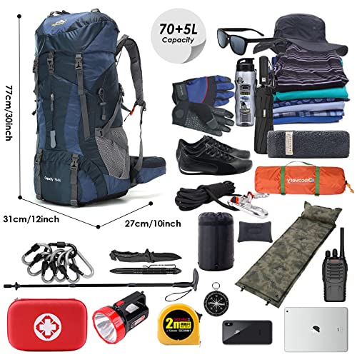 W WINTMING 75L Hiking Backpack Waterproof With Rain Cover - Image 2
