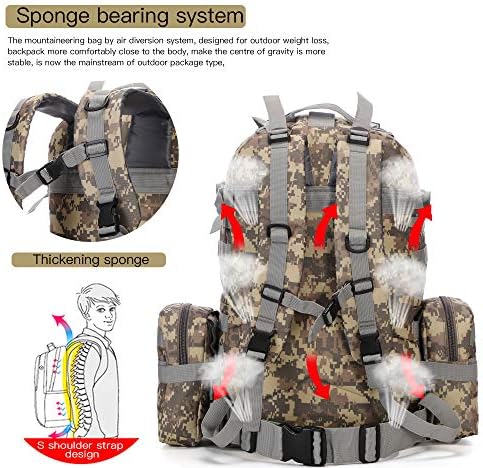 W WINTMING Military Tactical Backpack 45+10L Army - Image 5