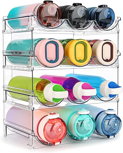 spospo Water Bottle Organizer Shelf, 4 Pack