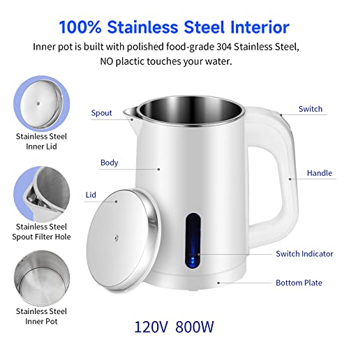Wdcme Portable Stainless Steel Electric Kettle, 0.6L - Image 4