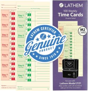 Lathem Weekly Time Cards, Double-Sided, M2-100