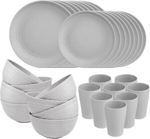supernal Wheat Straw Dinnerware Set, 32pcs Grey
