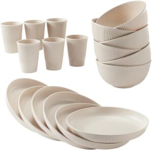 HXYPN Wheat Straw Unbreakable Dinnerware Set 18pcs