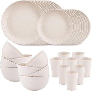 supernal Wheat Straw Unbreakable Dinnerware Set, Beige