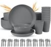 Laerjin Wheat Straw Unbreakable Dinnerware Set, Gray