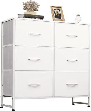 WLIVE White 6 Drawer Double Dresser