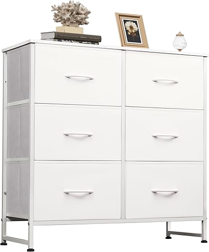 WLIVE White 6 Drawer Double Dresser