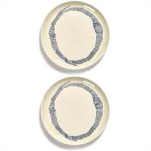 Serax White Blue Stoneware Dinner Plates Set