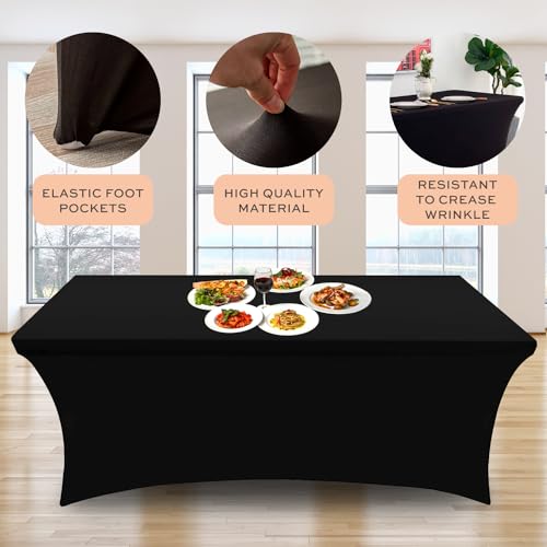 White Classic Stretch Spandex Table Covers, 6FT, Pack Of 2 - Image 3