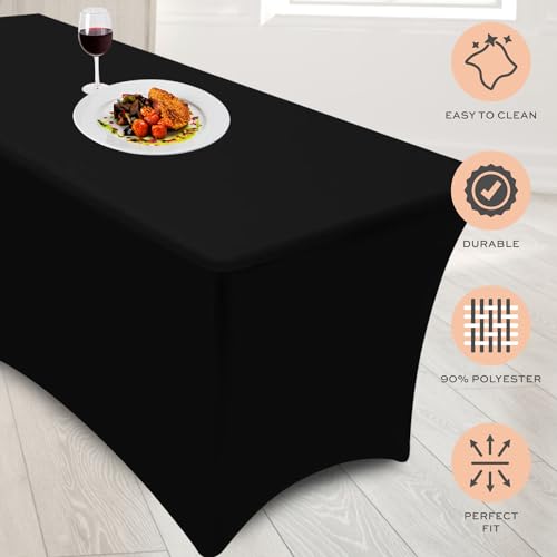 White Classic Stretch Spandex Table Covers, 6FT, Pack Of 2 - Image 4