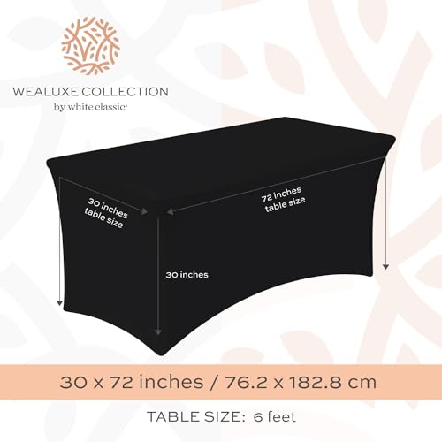 White Classic Stretch Spandex Table Covers, 6FT, Pack Of 2 - Image 2