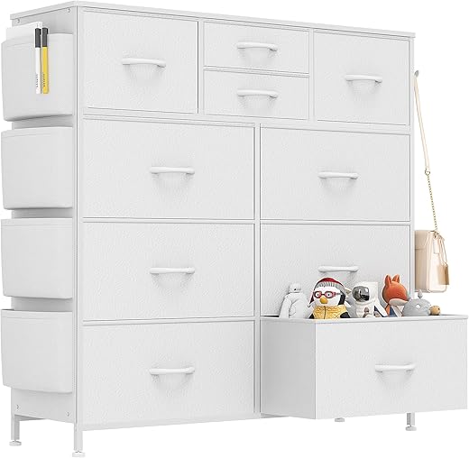 Lulive White Dresser With 10 Drawers, Organizer
