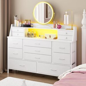 Fixwal White Dresser With 13 Drawers Fabric Chest