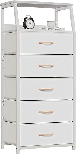 Furnulem White Dresser With 5 Drawers