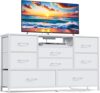 Furnulem White Dresser With Power Outlet, 8 Drawers