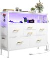YILQQPER White Dresser With Power Outlets