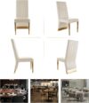 AUZ White Faux Leather Dining Chairs, Gold Legs