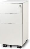 DEVAISE White File Cabinet With 3 Drawers