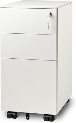 DEVAISE White File Cabinet With 3 Drawers