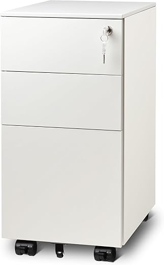 DEVAISE White File Cabinet With 3 Drawers