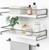 Forbena White Floating Bathroom Shelves With Rack