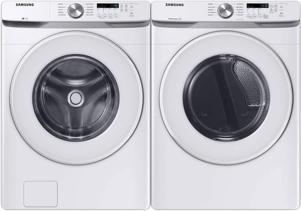 SAMSUNG White Front Load Laundry Package WF45T6000WPR