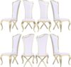 Asday White Leather Upholstered Dining Chairs Set