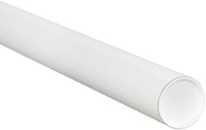 Aviditi White Mailing Tubes With Caps, 2″ x 9″, Pack Of 50