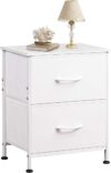 WLIVE White Nightstand With Fabric Drawers
