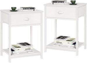 Furologee White Nightstands Set of 2, End Table