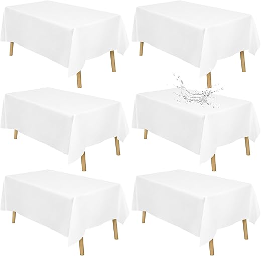 Fixwal White Table Cover Rectangle 8ft, 60x126 Inch