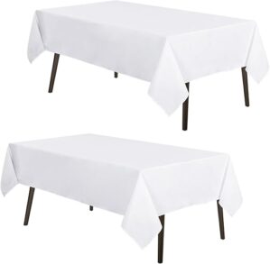 MYSKY HOME White Tablecloth 60×84 Inch Rectangle